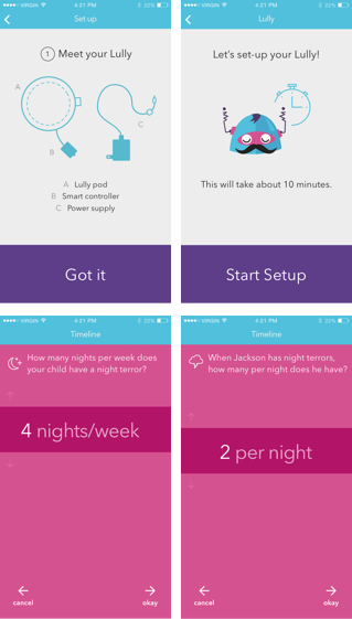 Field tested UX UI with parents of children suffering from night terrors to create reassuring experience
