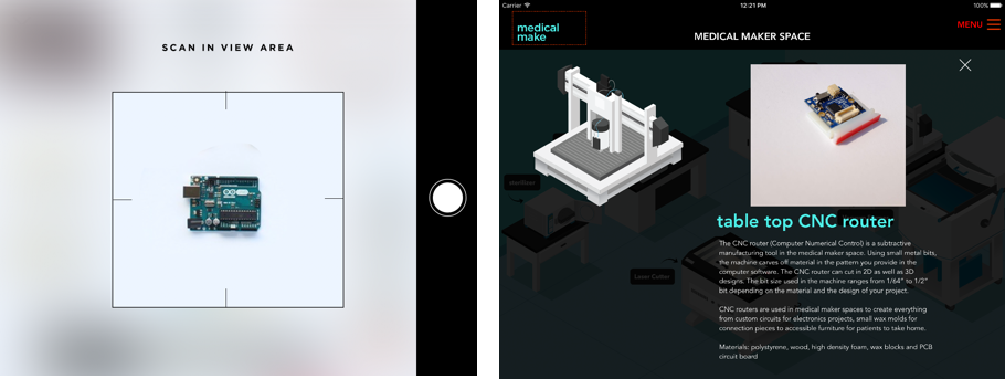 iBeacons identify parts of a Medical Maker Kit
